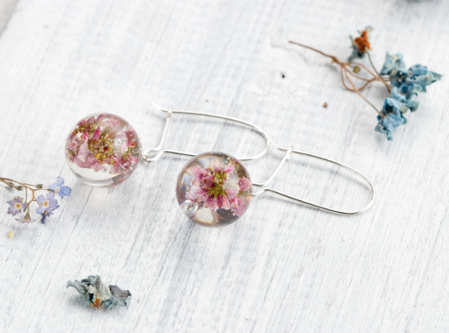 Heather Flower Resin Earrings