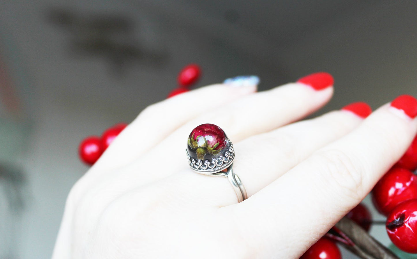 Sterling silver rose ring