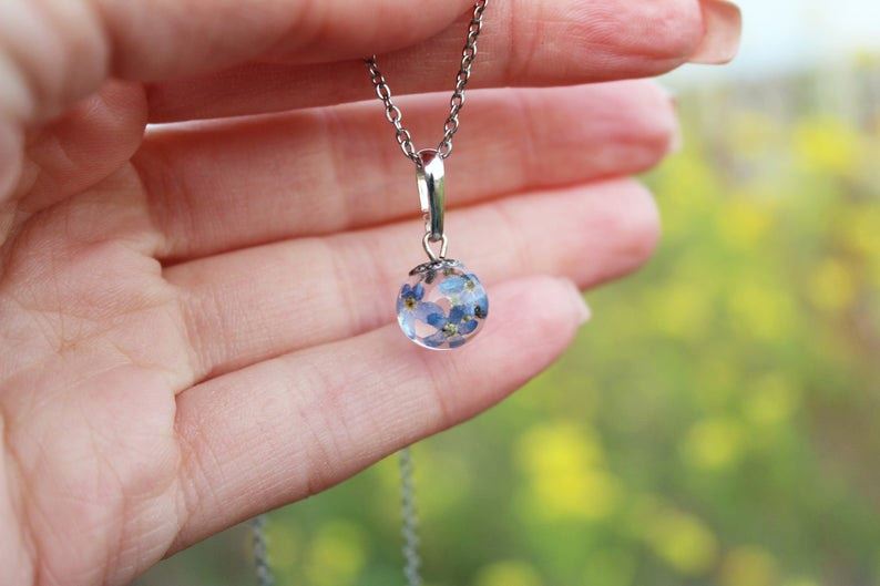 Pendant with Forget-Me-Not Flowers