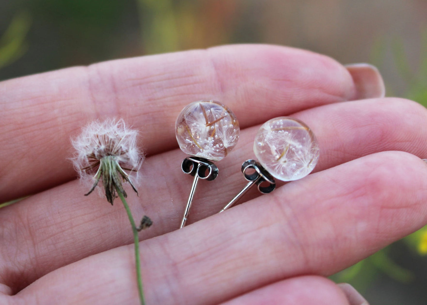 Dandelion seeds earrings