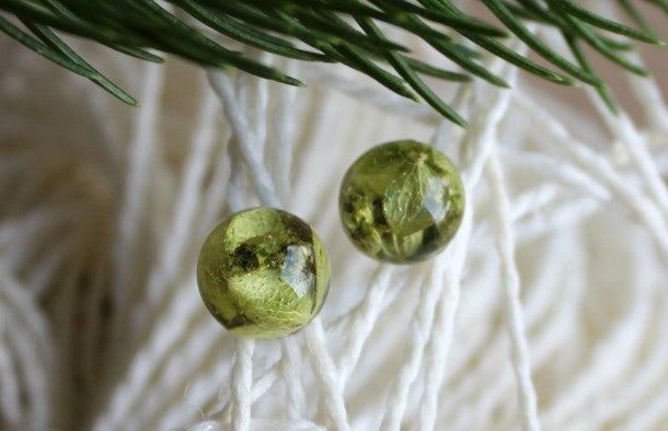 Green hydrangea earrings