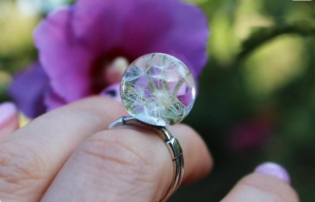 Sterling silver dandelion ring