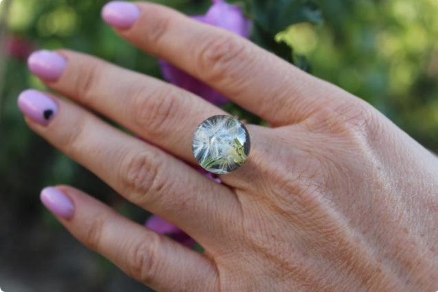 Sterling silver dandelion ring