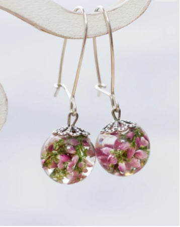 Heather Flower Resin Earrings