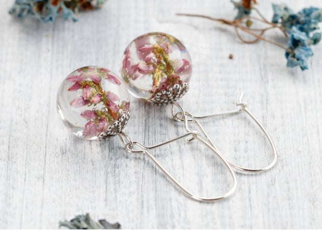 Heather Flower Resin Earrings