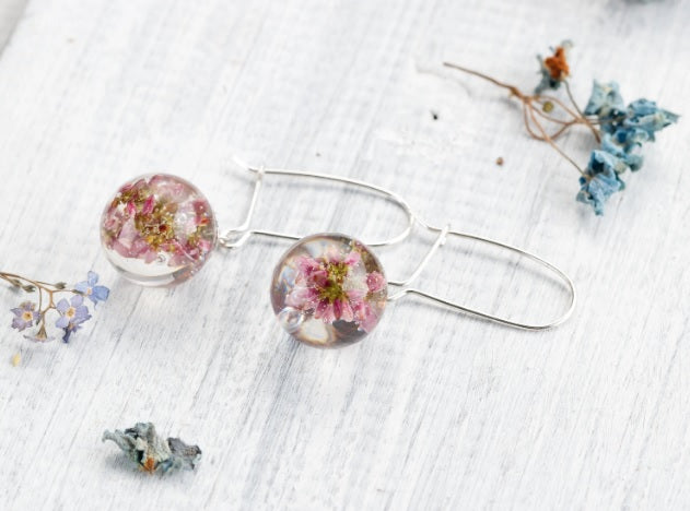 Heather Flower Resin Earrings