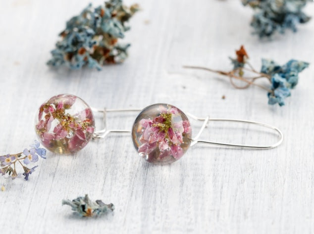 Heather Flower Resin Earrings