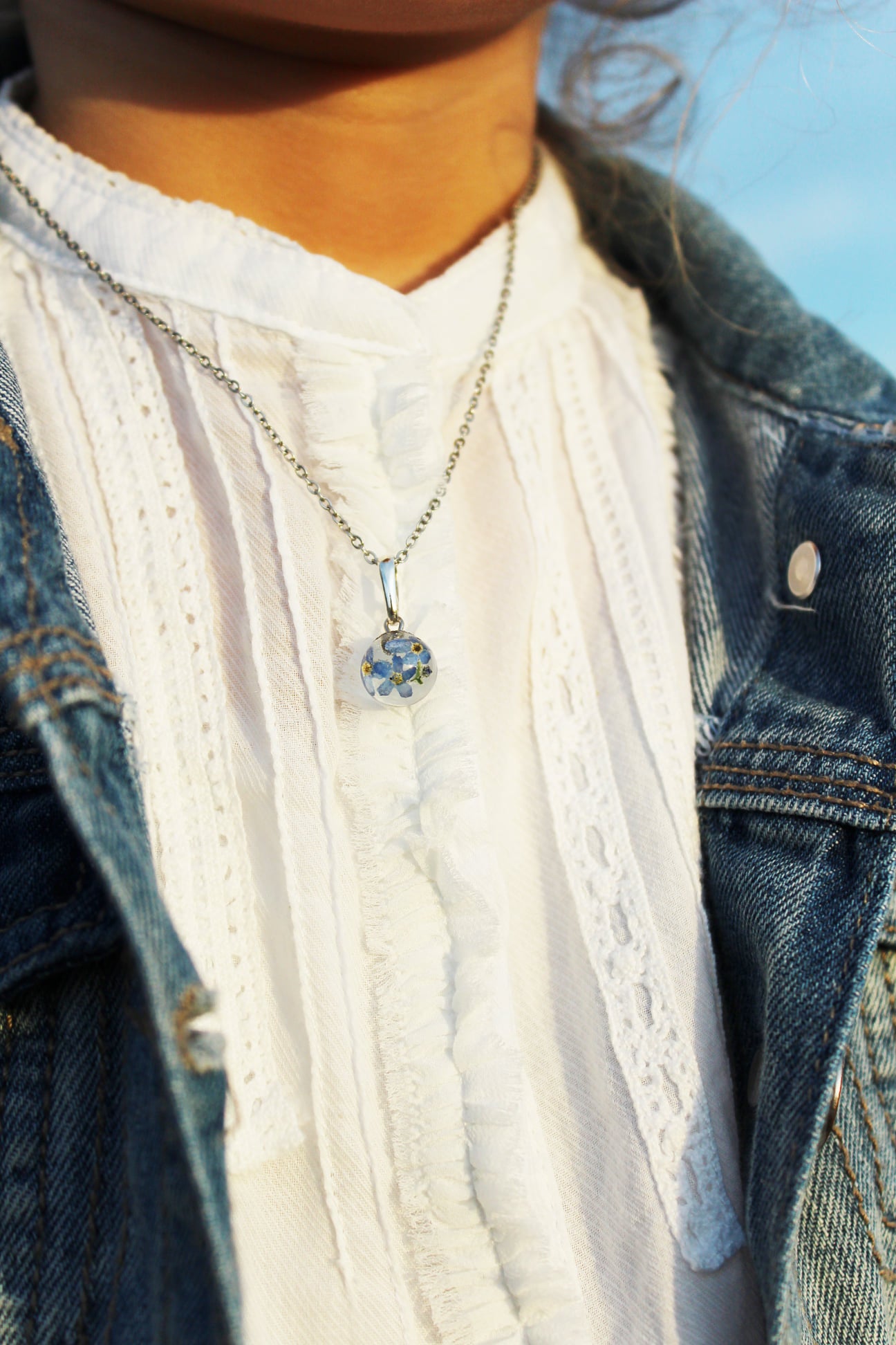 Pendant with Forget-Me-Not Flowers