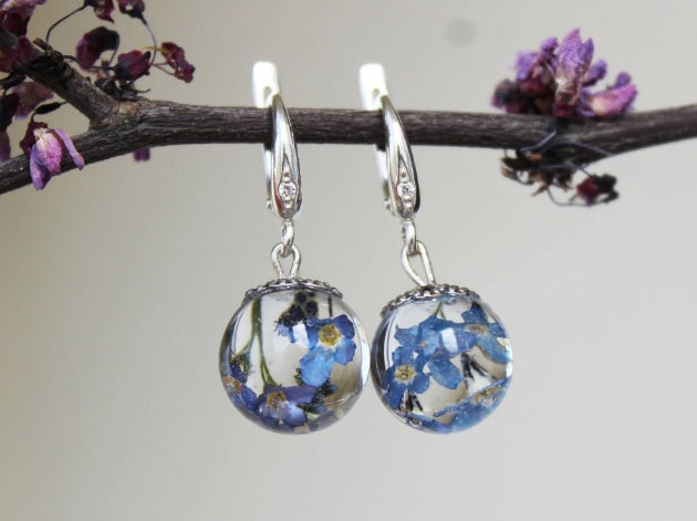 Real Forget-Me-Not Earrings
