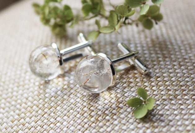 Real dandelion cufflinks