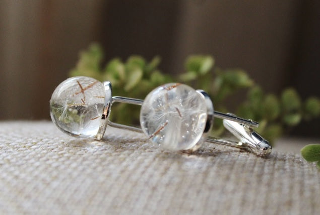 Real dandelion cufflinks