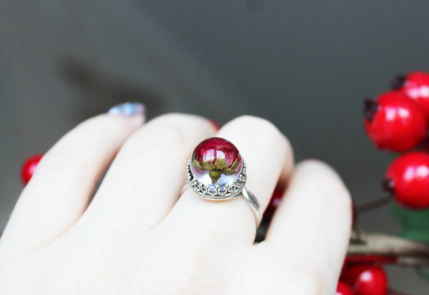 Sterling silver rose ring