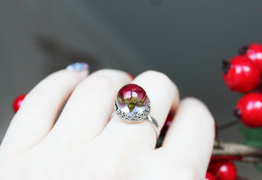 Sterling silver rose ring