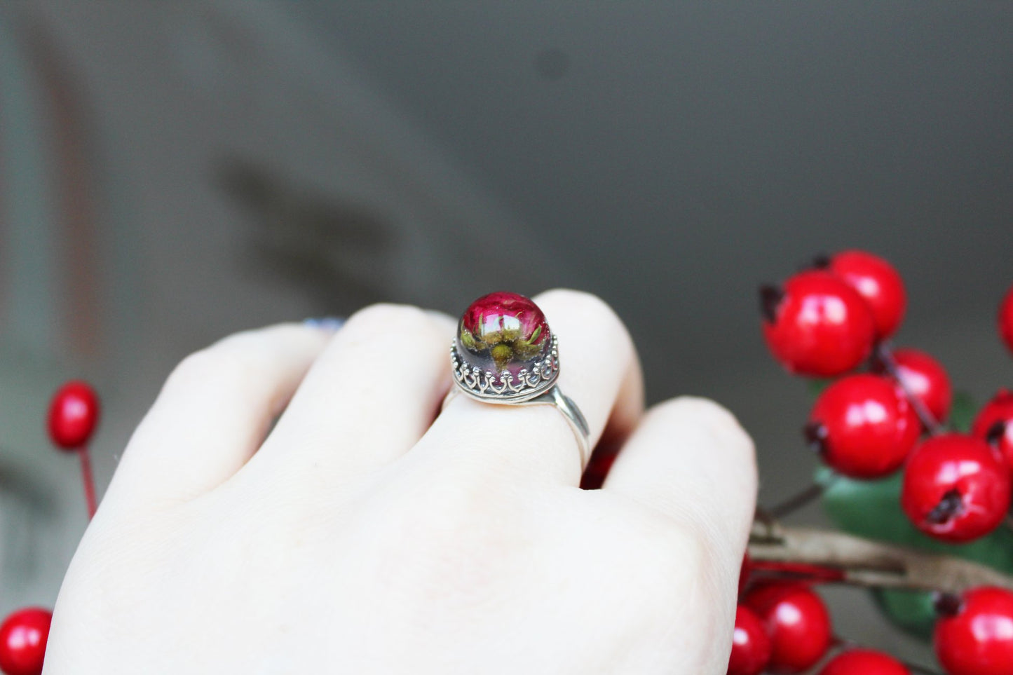 Sterling silver rose ring