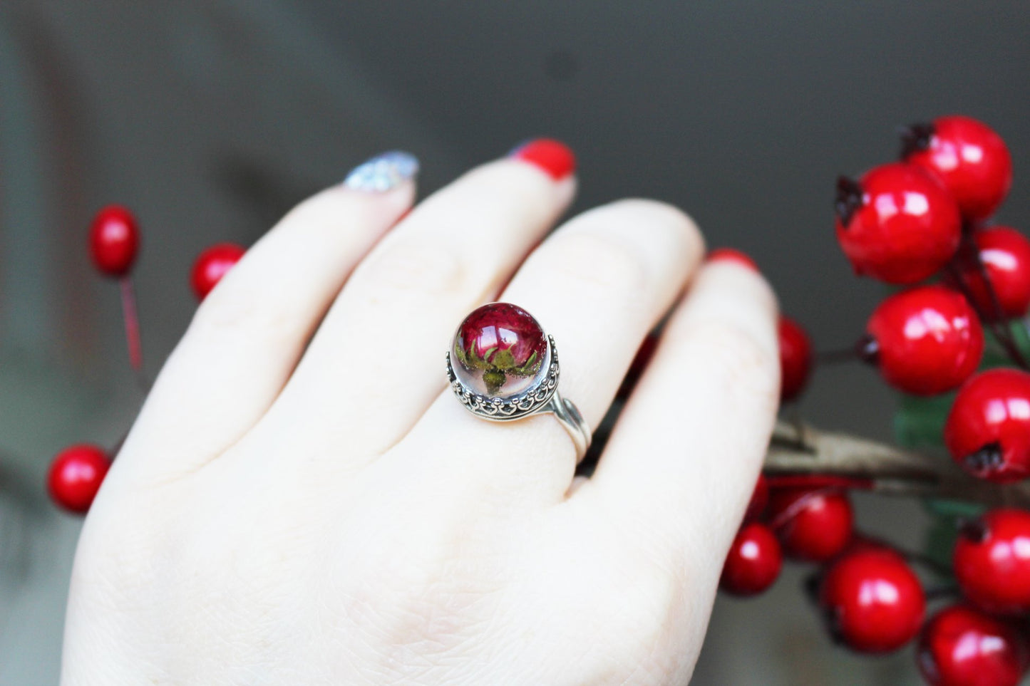 Sterling silver rose ring