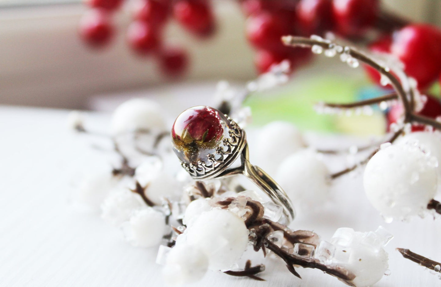 Sterling silver rose ring