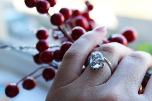 Sterling Silver Ring with Dandelion Seeds