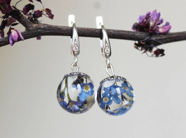 Real Forget-Me-Not Earrings