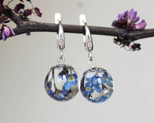 Real Forget-Me-Not Earrings