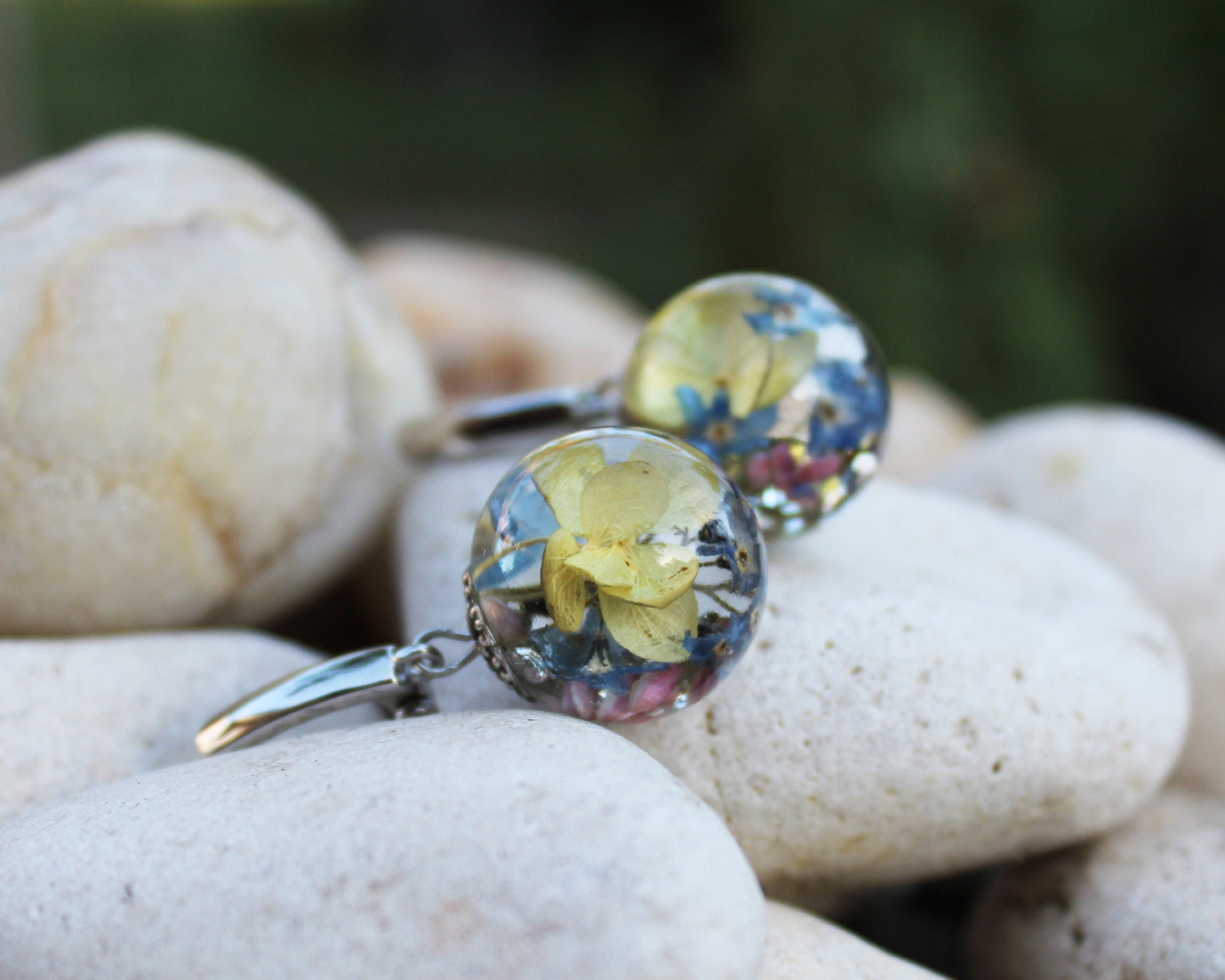 Silver hydrangea earrings